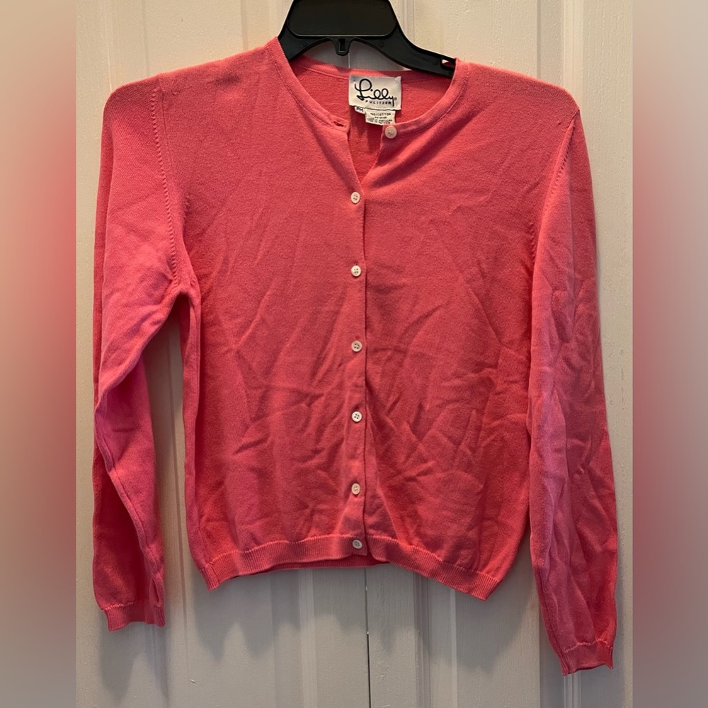 𝅺VINTAGE White Label Lilly Pulitzer Pink Cardigan Sweater Size MP